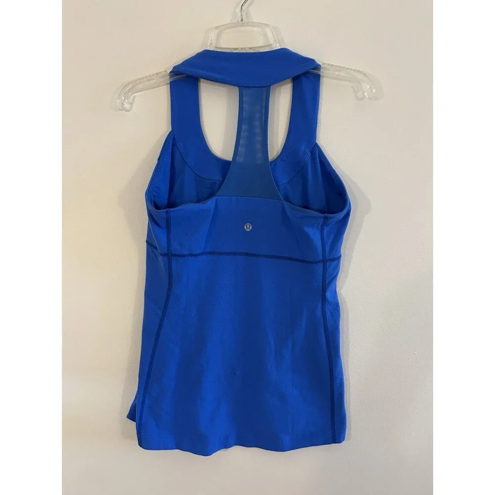 Lululemon Scoop Neck Racerback Tank Top Built In Bra Blue Size 6
